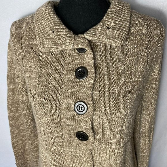 Style & Co Brown Cable Knit Sweater Cardigan Size Small - Picture 2 of 9